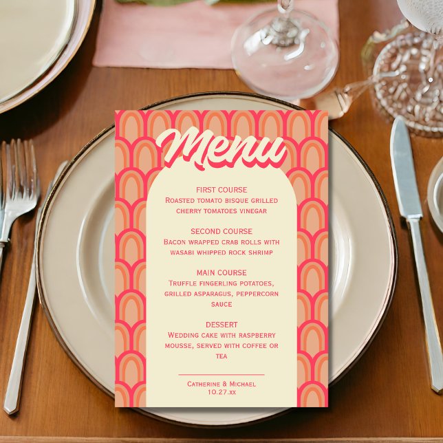 Retro Groovy Bold Typography Colourful 70's Weddin Menu (Creator Uploaded)