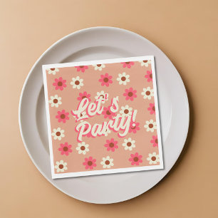 Retro Groovy Bold Typography Colourful 70's Weddin Napkin