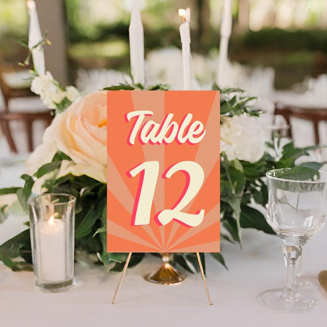 Retro Groovy Bold Typography Colourful 70's Weddin Table Number (Creator Uploaded)