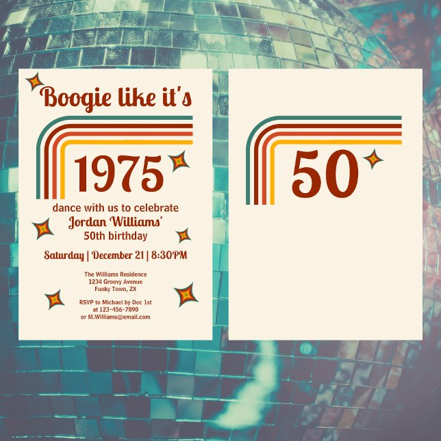 Retro Groovy Boogie Simple Dance 50th Birthday Invitation (Creator Uploaded)