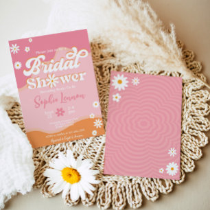 Retro Groovy Bridal Shower, 70s Hippie Vibes Daisy Invitation