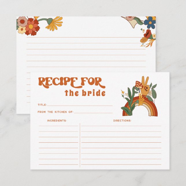  Retro Groovy Bridal Shower Recipe Card (Front/Back)