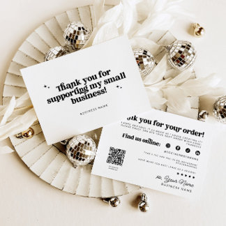 Retro Groovy Business Thank You QR Code Card