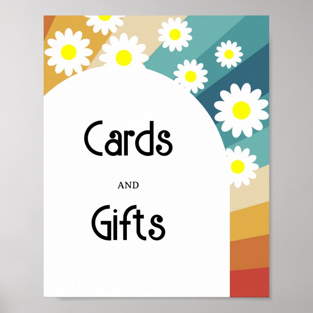 Retro Groovy - Cards and Gifts baby shower Poster (Front)