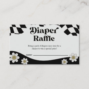 Retro Groovy Chequered Black Diaper Raffle Enclosure Card