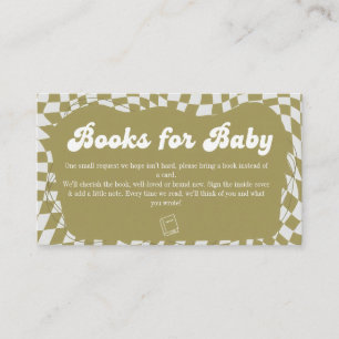 Retro Groovy Chequered Sage Green Books for Baby Enclosure Card