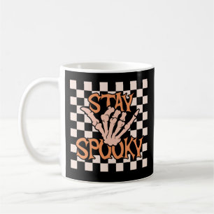 Retro Groovy Chequered Stay Spooky Halloween Coffee Mug
