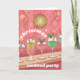 Retro Groovy Christmas Cocktail Party Holiday Card