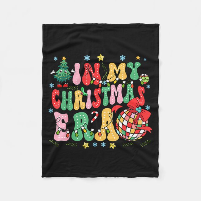 Retro Groovy Christmas In My Christmas Era Xmas  Fleece Blanket (Front)