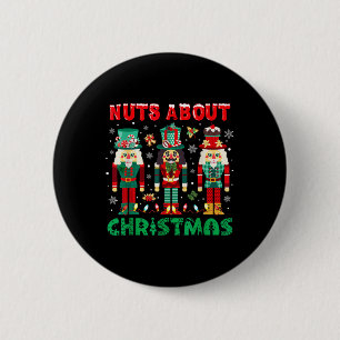 Retro Groovy Christmas Nuts About Christmas Nutcra 2 Inch Round Button