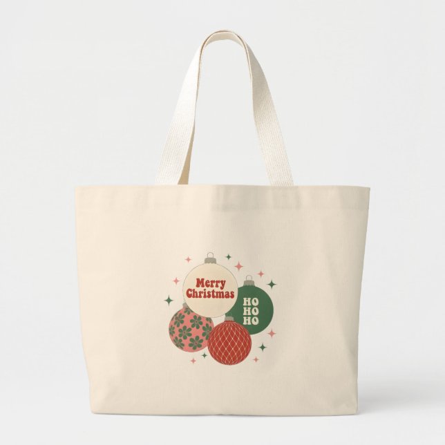 Retro Groovy Christmas Ornament Tote Bag (Devant)