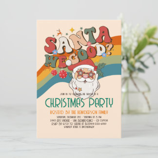 Retro Groovy Christmas Santa Holiday Party Invitation