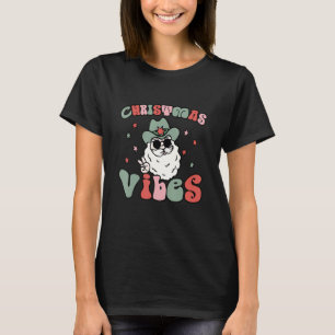 Retro groovy christmas vibes cute santa claus xmas T-Shirt