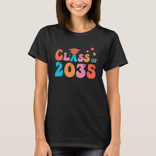 Retro Groovy Class of 2035 Grow With Me Class Back T-Shirt (Front)