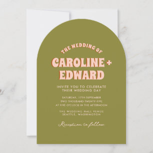 Retro Groovy Colorful Wavy Boho Wedding Qr Code In Invitation