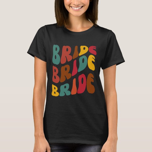 Retro Groovy Colourful Bride 70s,60s,Themed T-Shirt (Front)