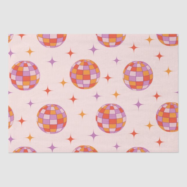 Retro Groovy Colourful Disco Balls Pattern  Tissue Paper (Front)