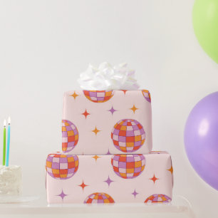 Retro Groovy Colourful Disco Balls Pattern  Wrapping Paper