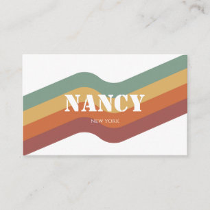 Retro Groovy Colourful Striped Business Card