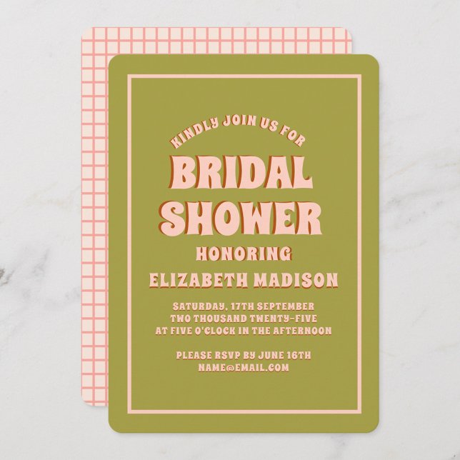 Retro Groovy Colourful Wavy Boho Bridal Shower Invitation (Creator Uploaded)