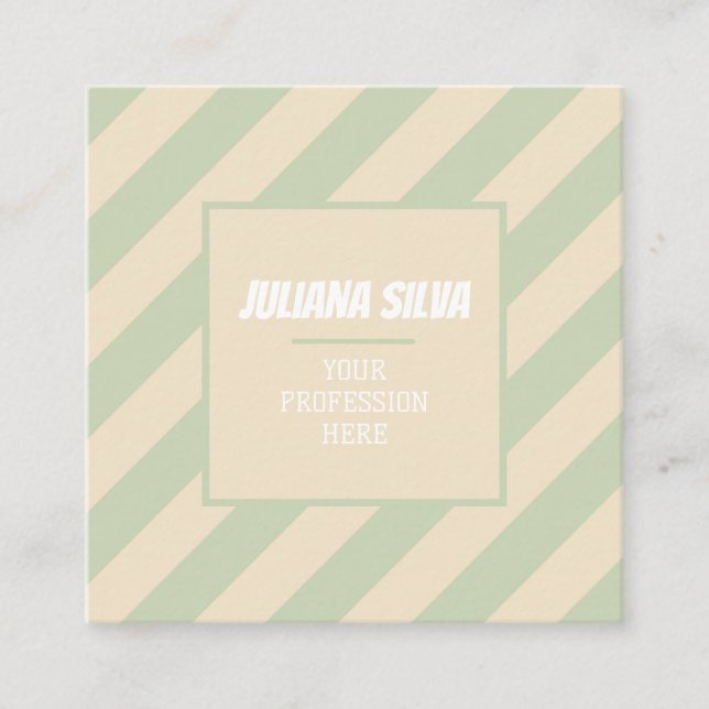 Retro Groovy Colourful Wavy Boho Square Business Card (Front)