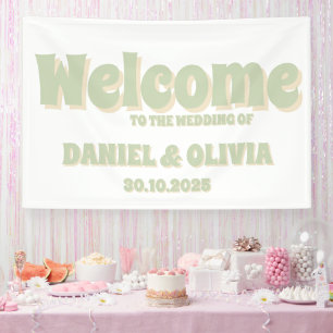 Retro Groovy Colourful Wavy Boho Wed Seating Chart Banner