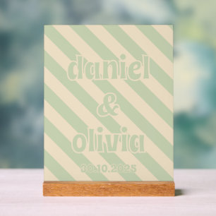 Retro Groovy Colourful Wavy Boho Wedding Acrylic Sign