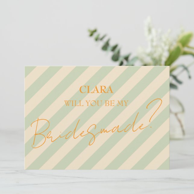 Retro Groovy Colourful Wavy Boho Wedding Bridesmad Invitation (Standing Front)