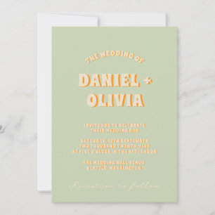 Retro Groovy Colourful Wavy Boho Wedding Qr Code I Invitation