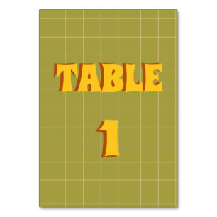 Retro Groovy Colourful Wavy Boho Wedding Table Number