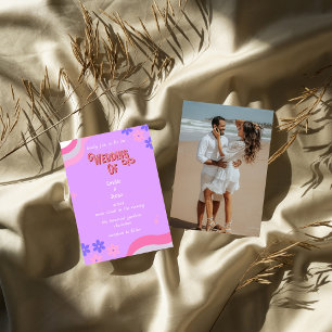 retro groovy colourful wedding invitation