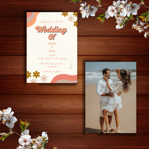 retro groovy colourful wedding  invitation