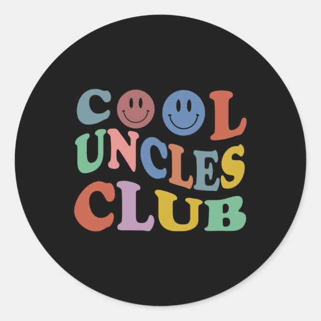 Retro Groovy Cool Uncles Club Smile Face Funny New Classic Round Sticker (Front)