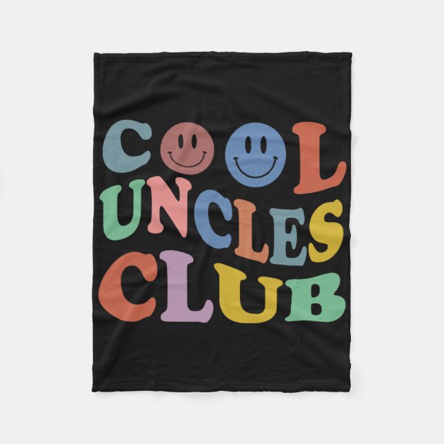 Retro Groovy Cool Uncles Club Smile Face Funny New Fleece Blanket (Front)