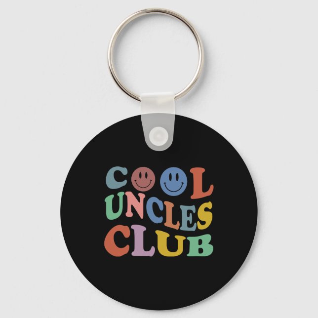 Retro Groovy Cool Uncles Club Smile Face Funny New Keychain (Front)