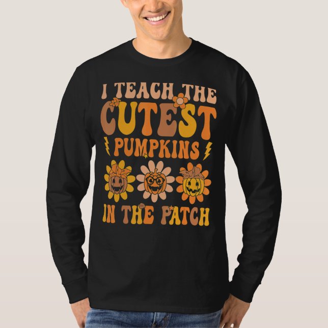 Retro Groovy Coolest Pumpkin In The Patch Hallowee T-Shirt (Front)