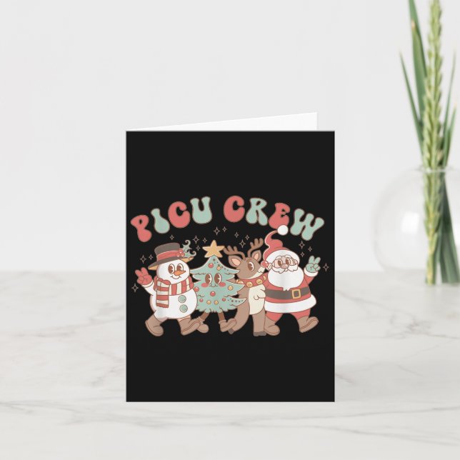 Retro Groovy Cu Nurse Christmas Tree Snowman Reind Card (Front)