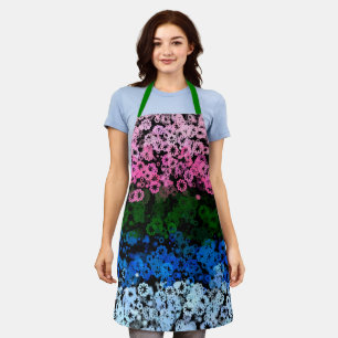 Retro Groovy Cute Floral Omniromantic Pride Flag Apron