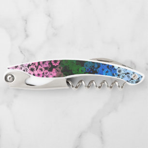 Retro Groovy Cute Floral Omniromantic Pride Flag Corkscrew