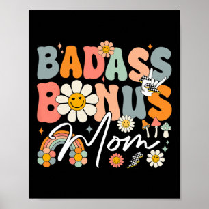 Retro Groovy D- Bonus-mom Stepmom 70s Mothers Day Poster