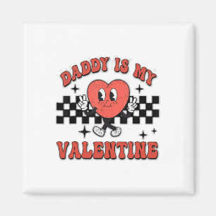 Retro Groovy Daddy Is My Valentine Cute Heart Boys Magnet