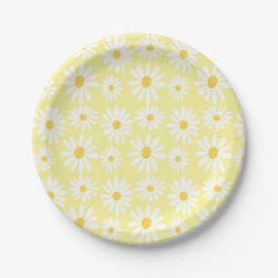 Retro Groovy Daisies Spring Daisy Boho Sunny Paper Plate