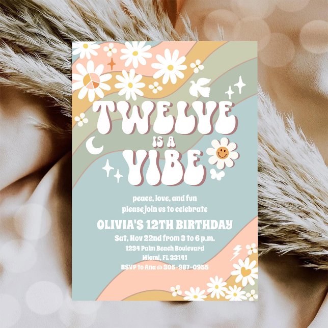 Retro Groovy Daisy Birthday Invitation (Creator Uploaded)