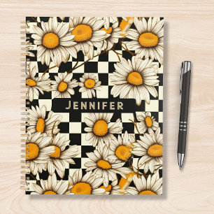 Retro Groovy Daisy Chequerboard Personalized Name Planner