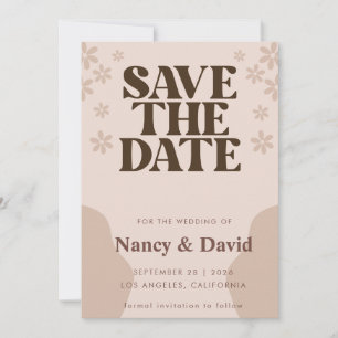 Retro Groovy Daisy Floral wedding  Save The Date