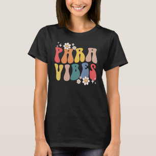 Retro Groovy Daisy Para Vibes First Day of School T-Shirt
