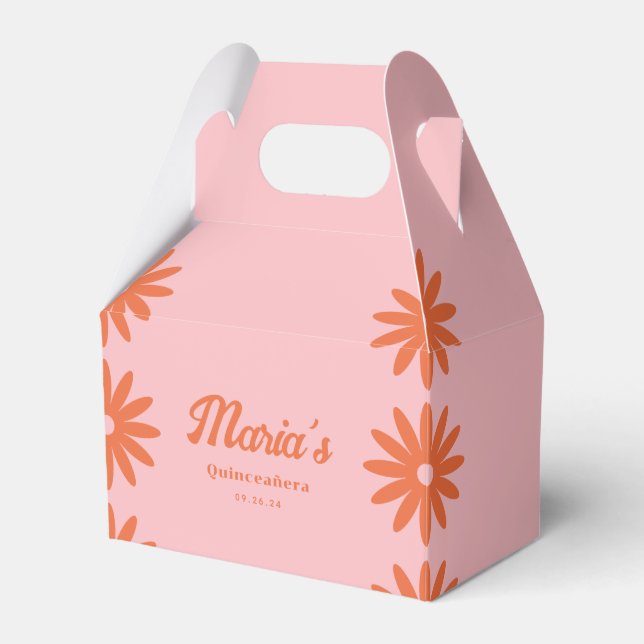 Retro Groovy Daisy Quinceanera Favor Box (Front Side)