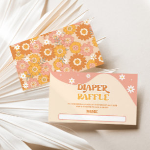 Retro groovy diaper raffle ticket enclosure card
