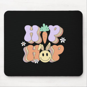 Retro Groovy Easter Day Hip Hop Cute Rabbit Bunny Mouse Pad