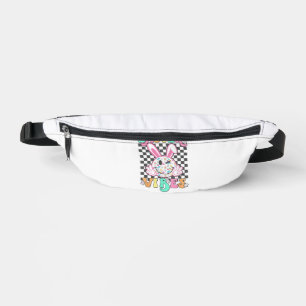 Retro Groovy Easter Vibes Bunny Checkered Smile Wo Fanny Pack